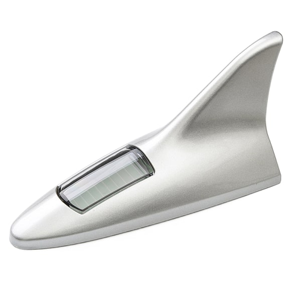 Universal LED Light Car Shark Fin Antenn med solenergi Aut Silver Onesize