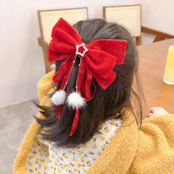 Rød gylden fløyelsbue hårpynt jul nyttår tilbehør Red one size c9d3 | Red |  one size | Fyndiq