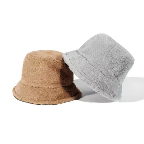 2023 Faux Fur Fluffy Bucket Hats Kvinde Mænd Efterår Udendørs Varm A11 one size