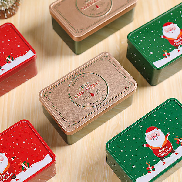 Christmas Square Blikboks Candy Box Gaveoppbevaringsboks Biscui Green onesize