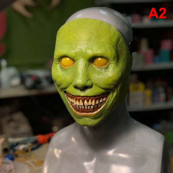 Kammottava Halloween-naamio Hymyilevät demonit Kauhukasvomaskit Paha green A2