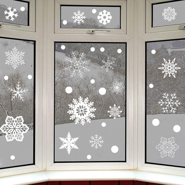 Joulu 37kpl Glitter Snowflake Clings Window Film Glass Stic White 37pc