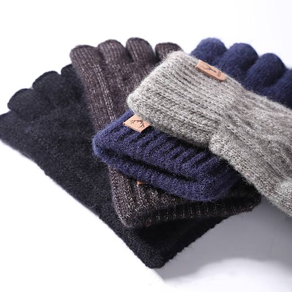 Stickade Tjocka Termiska Halvfingerhandskar Dam Herr Vinter Utomhus Dark gray