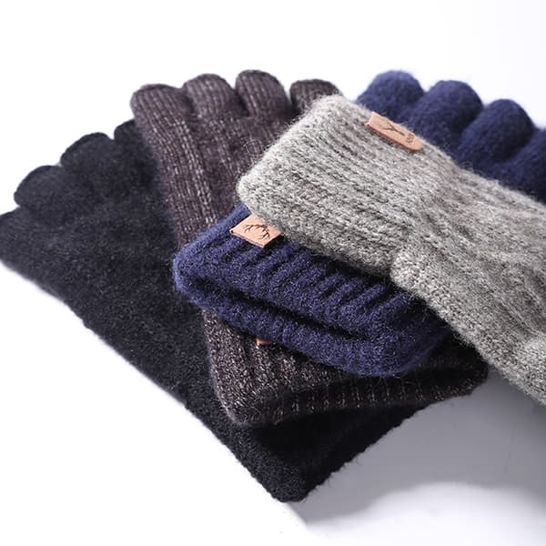 Stickade Tjocka Termiska Halvfingerhandskar Dam Herr Vinter Utomhus Navy blue