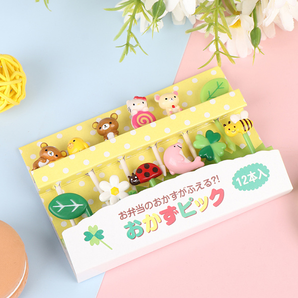 12 stk Fruit Pick Tandstikker Festdekoration Animal Cartoon Fru 12pcs