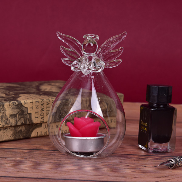2 stk.Angel Glas fyrfadslys Lysestage Hjem Festindretning Candl Transparent 2pcs