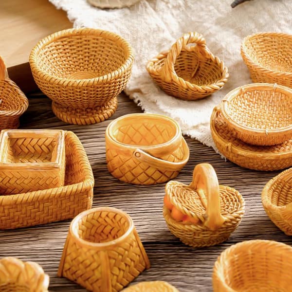 Dukkehus Simuleret Rattan Kurv DIY Dekorative Tilbehør Mi A8 one size