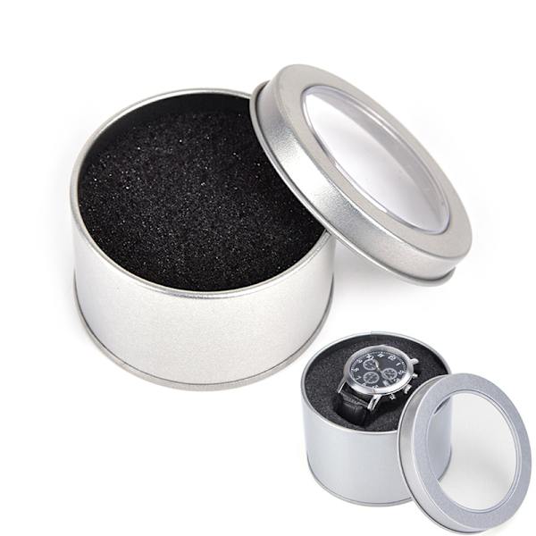 Sølv rund metall smykker Watch Box Display Case Watch Box Hol silver 65*40mm