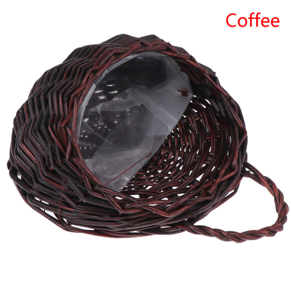 Flower er seinään ripustettava Wicker Rattam Basket Garden Vine Pot s H Coffee one size