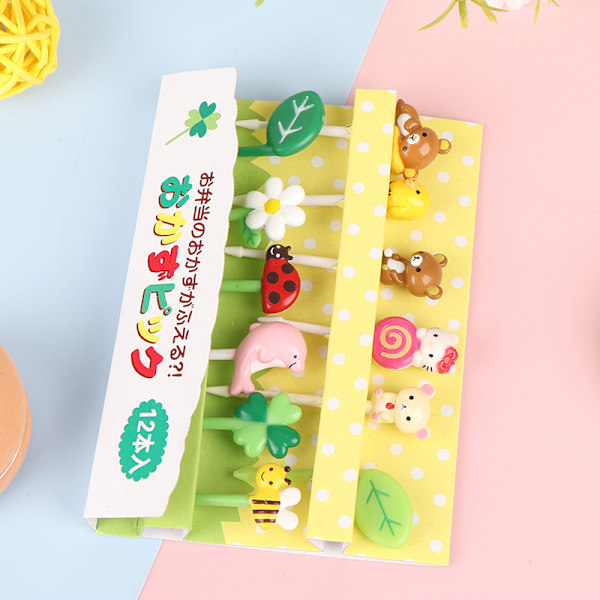 12 stk Fruit Pick Tandstikker Festdekoration Animal Cartoon Fru 12pcs
