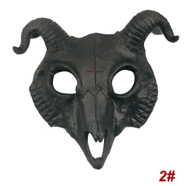 Halloween Goat Skull Mask Half Face Masquerade Cosplay Party Pr 2 one size