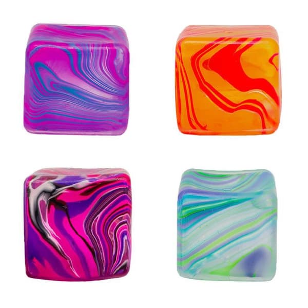Färgglada Marmorerade Squishy Fidget-kuber med Mjuk Textur och Per H