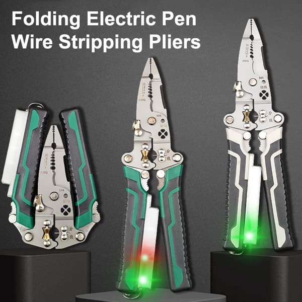 Foldbar kabelstripper med elektricitetsmåling til ting P green