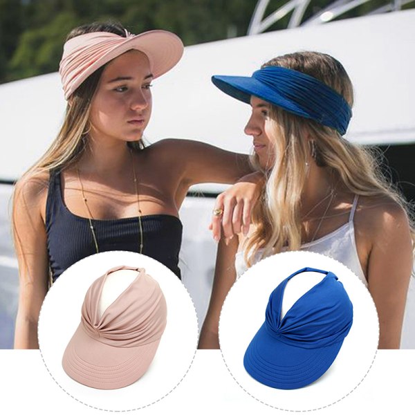 2023 Ny sommer strandhatt Stor visir solhatter for kvinner utendørs Blue K