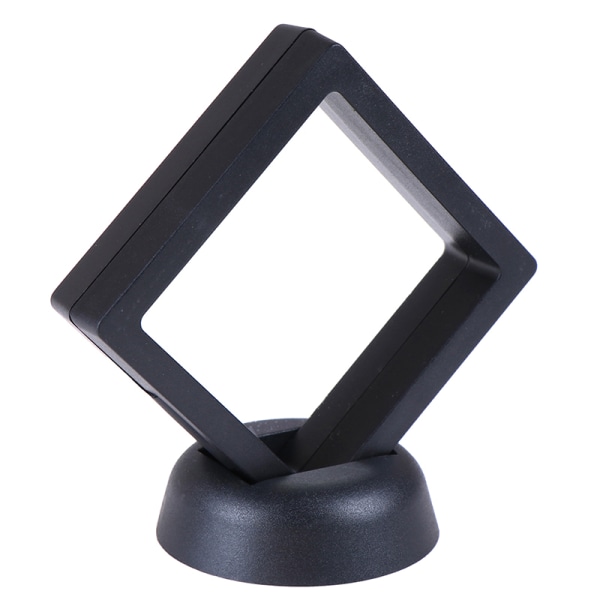 70*70mm Svart 3D flytende smykker mynt display ramme holder boks Black One Size