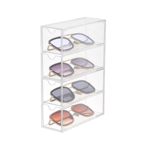 Silmälasien säilytyslaatikko 4 kerrosta Suuret lasit Organizer Multif Transparent one size