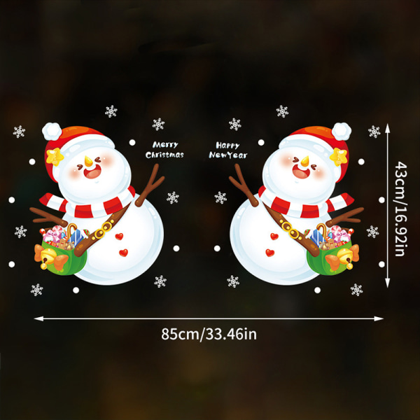 2024 Merry Christmas Window Stick Snowflake Santa Claus Elk X A7 one size