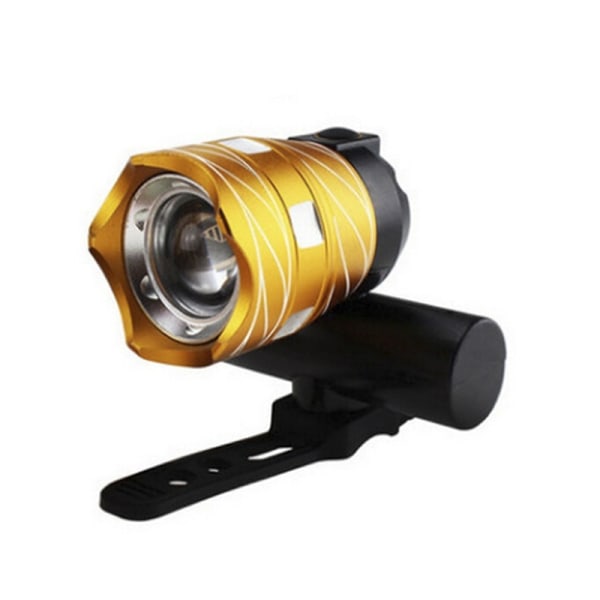 USB Genopladelig 300LM XM-L T6 LED Cykellygte Cykel Front Hea Gold
