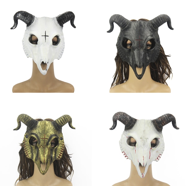 Halloween Goat Skull Mask Half Face Masquerade Cosplay Party Pr 4 one size