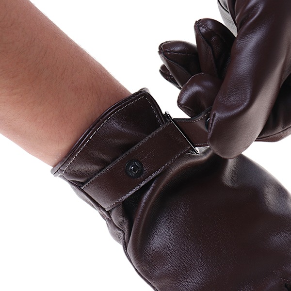 Vinterläderhandskar Hel Finger Motorcykelkörning Varm Touch Black one size