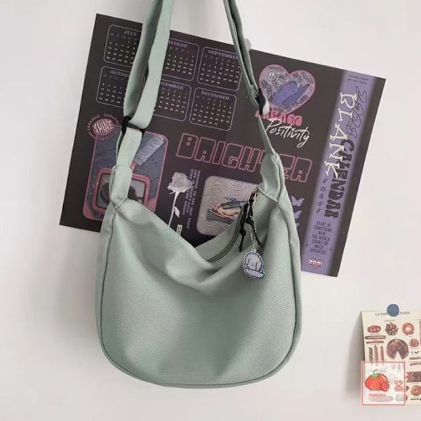 Harajuku e Canvas Casual skolväska för tonåringar Aesthetic Sweet mes Green A4
