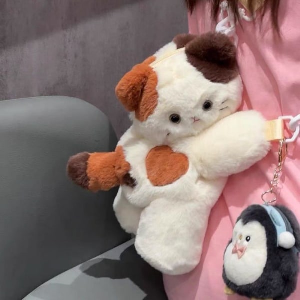 Plush Katt Axelväska Mjuk Valp Axelväska Pingvinväska W B