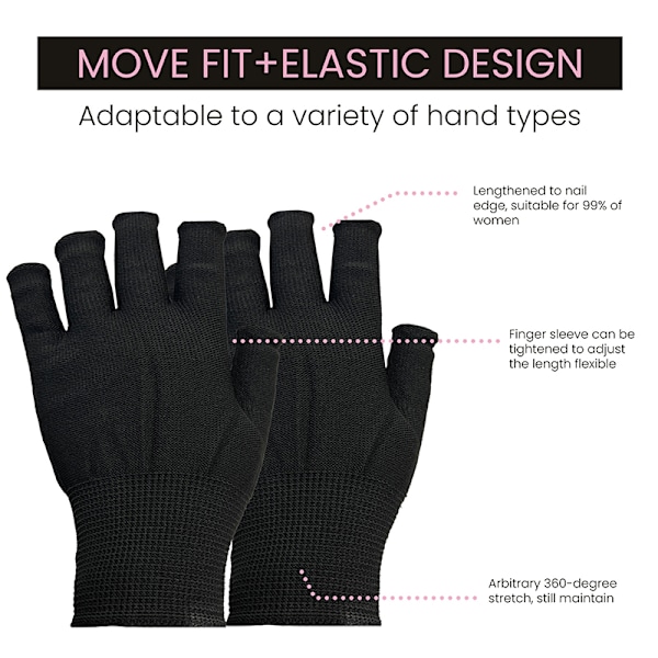 1 par nagelkonst handskar svart UV-skyddshandske tunn anti svart one size