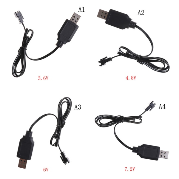 DC 3,6V-7,2V RC batteripakke USB-laderadapter for fjernkontroll 4.8V