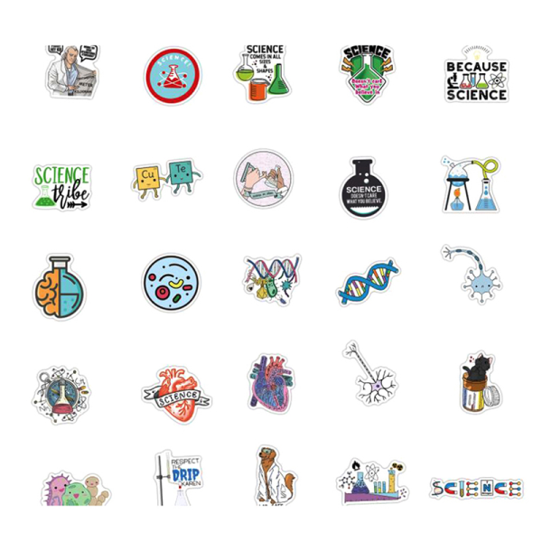 50 st Science Chemistry Laboratory Stickers för bärbar dator Sk One Size