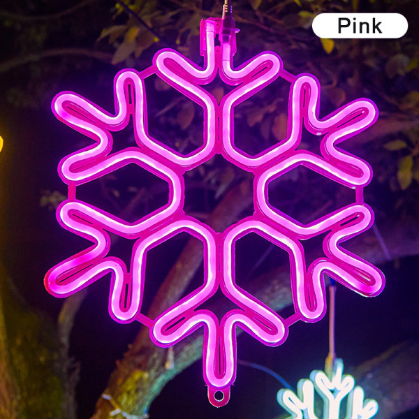 40CM stor snefnug-streng lys udendørs snefnug LED hængende Pink one size