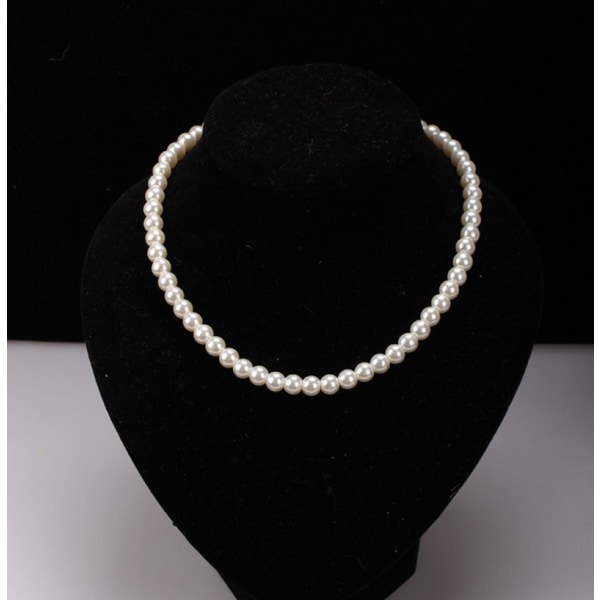 Vitt 8mm Faux Pearl Beads halsband
