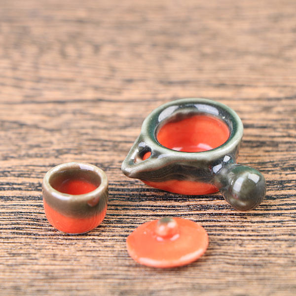 1:12 Dockskåp Miniatyrkeramik Tekanna Tekopp Matställ Gör Teapot + Cup