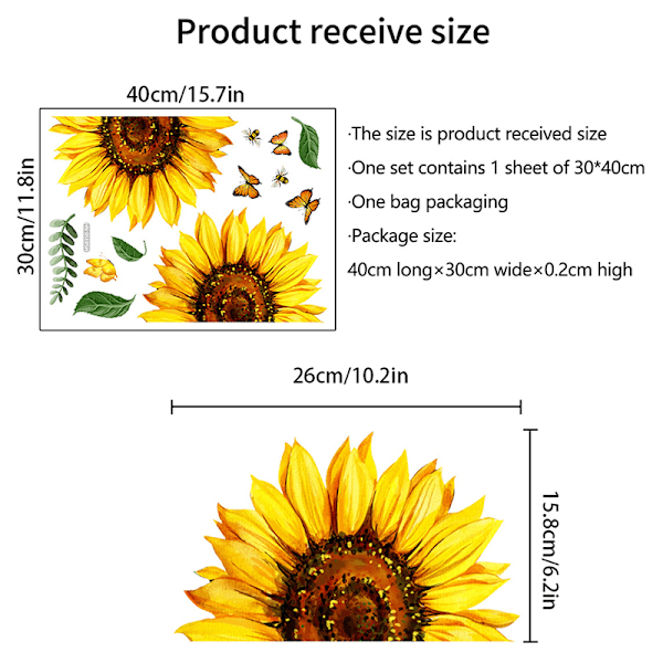 Solsikke Veggklistremerke Bad Toalett Dekor Stue Cabine yellow one size