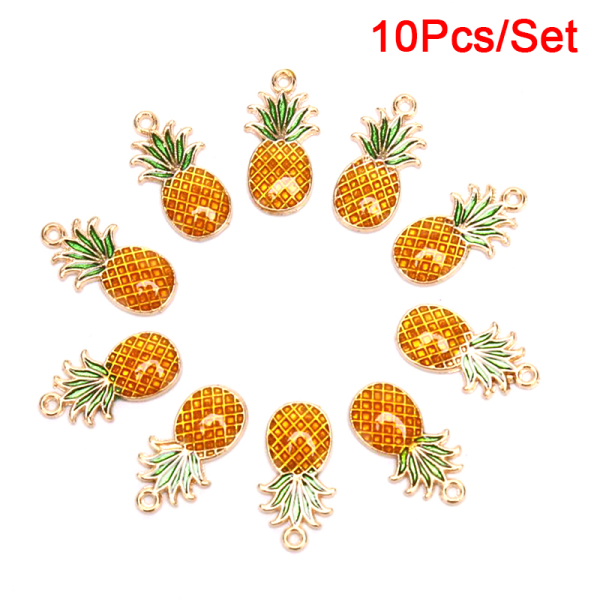 10 st/ set emalj legering ananas berlocker hänge smycken hitta Yellow