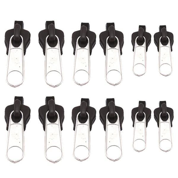 12 stk 3 størrelser Universal Instant Fix Zipper Repair Kit Replaceme Silver onesize