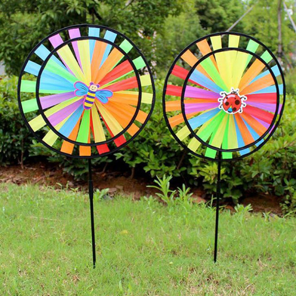 4 stk dobbeltlags fargerikt hjul vindmølle vindsnurrer Barneleke Multicolor 4PCS
