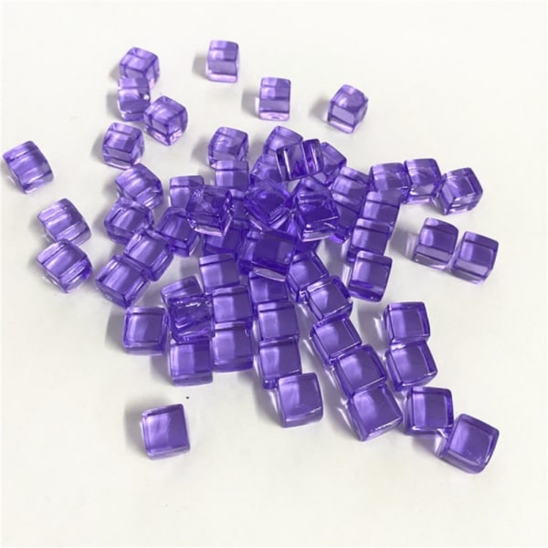 50 stk/sett 8mm klar kube Fargerik krystall firkantet hjørne Transpa Purple 50pcs