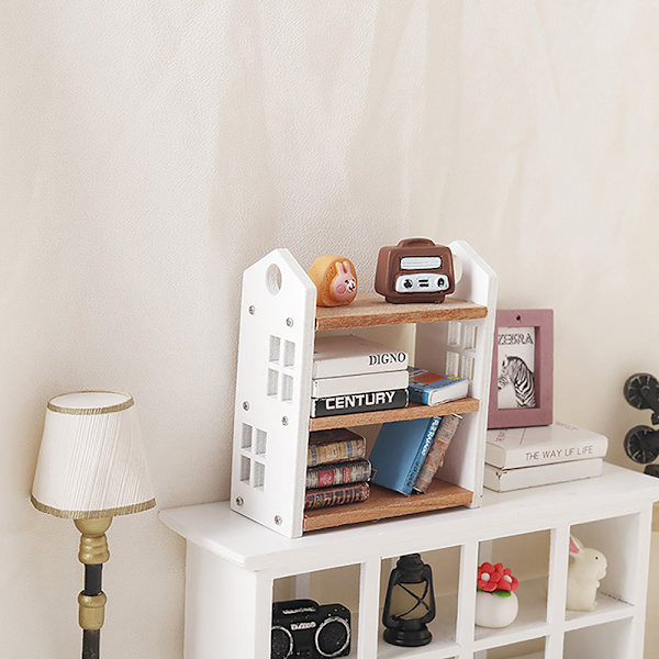 1:12 Dollhouse Pienoiskirjahylly Säilytysteline näyttöteline F A one size