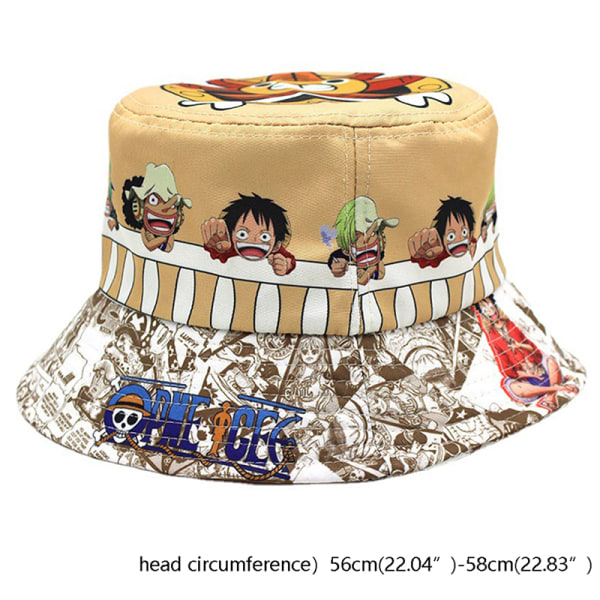 Anime One Piece Printing Mote Fisherman Hat Voksen Outdoor Me Khaki OneSize