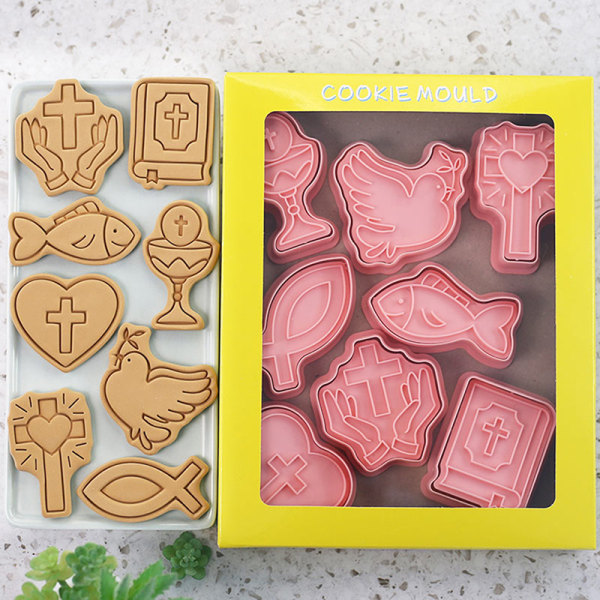 8 STK Kristen nattverd Cookie ter Cross Chalice Press Kjeks one size