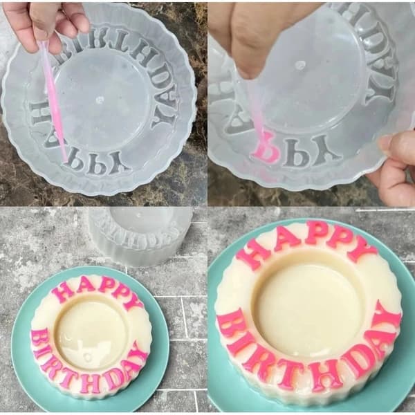 Kakeutskrift PP-form DIY Gratulerer med dagen-form Håndlaget kake Pa S