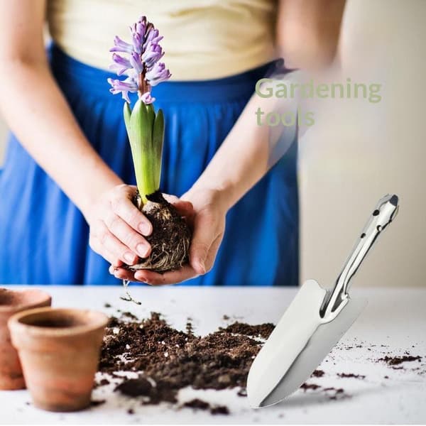 Rustfrit stål lille skovl til blomster haveværktøj pottearbejde Silver