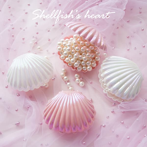 Shell Ring Kaulakoru Korvakorut Korut Säilytys Organizer Box Case White 10cm