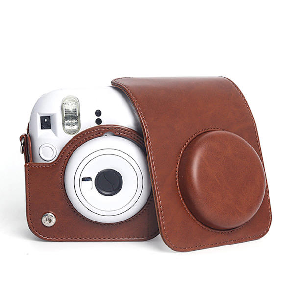 For Instax Mini 12 Case Kameraveske PU Leather Camera Case With Brown 1