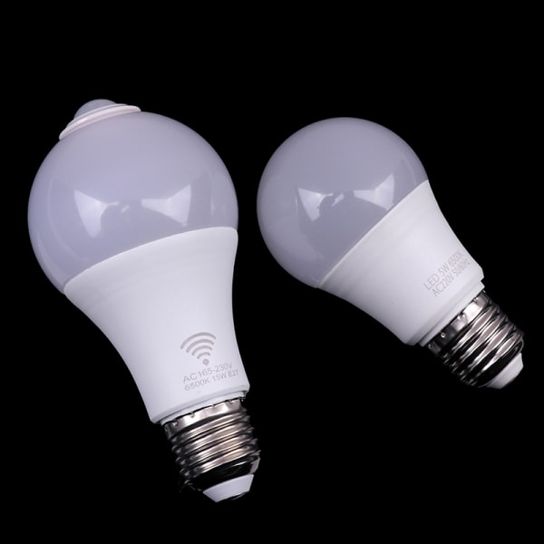 E27 PIR Bevegelsessensorlampe 5W 9W 15W LED-pære med Motion Senso White light 15W induction