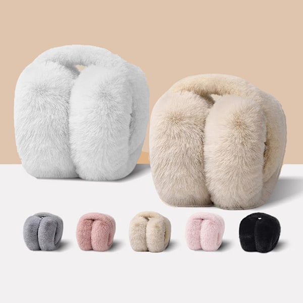 Talvessa lämpimät korvanlämmittimet, ruskea mokkanahka ja pehmeä fleece, naisille, taitettavat A5
