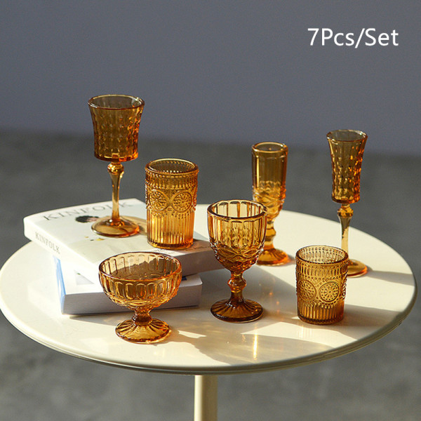 7 kpl 1:6 Dollhouse Miniature Water Cup Viinilasi Samppanja Gla Coffee One Size