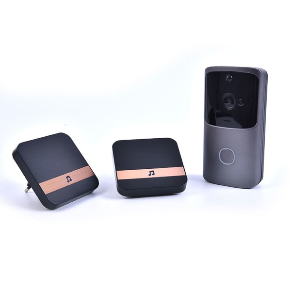 Trådløs WiFi Videoringeklokke Smart Door Intercom Security 720P Black EU