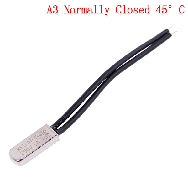1 Stk KSD9700 temperaturafbryder termostatbeskytter normalt kl Black Normally Closed 45°C