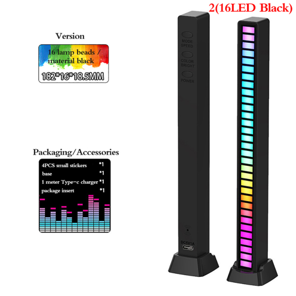 Creative 5V USB 16/32 LED Nattlys App Control RGB Music Rh Black 16LED